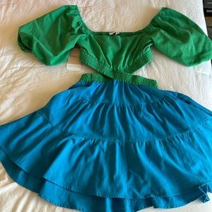Dress up block color cut out dress!